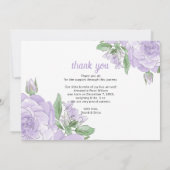 Bloemen lijst Paarse Meisje Foto Geboorte Aankondi Aankondiging (Achterkant)