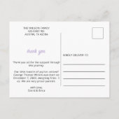 Bloemen lijst Paarse Meisje Foto Geboorte Aankondi Aankondigingskaart (Achterkant)