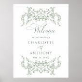  Bloemen Lijst Sage Green Wedding Welkom Poster (Voorkant)