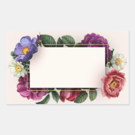 Bloemen Lijst stijl Rechthoekige Sticker