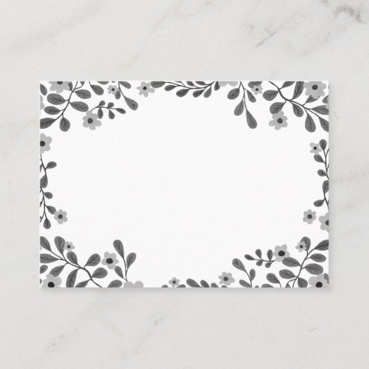 Bloemen Lijst Sweet Boho Flowers Custom B&W Plaatskaartje (Achterkant)