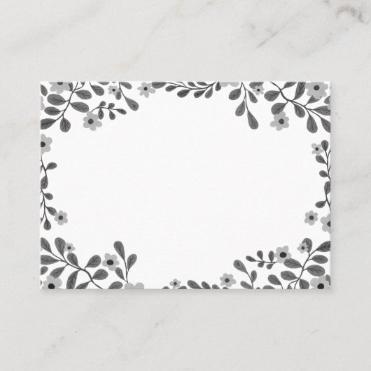 Bloemen Lijst Sweet Boho Flowers Custom B&W Plaatskaartje (Voorkant)