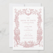  Bloemen Lijst Vines Toile Blush Wedding Kaart (Voorkant)