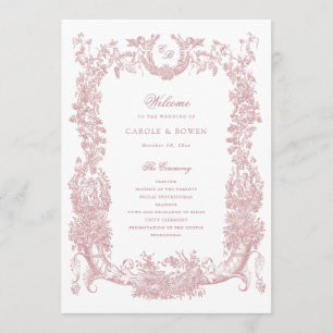  Bloemen Lijst Vines Toile Blush Wedding Programmakaart