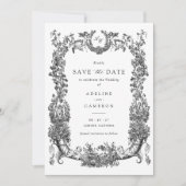 Bloemen Lijst Vines Toile Crest Wedding Kaart (Voorkant)