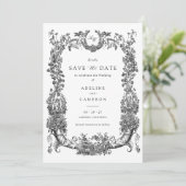 Bloemen Lijst Vines Toile Crest Wedding Kaart (Staand voorkant)