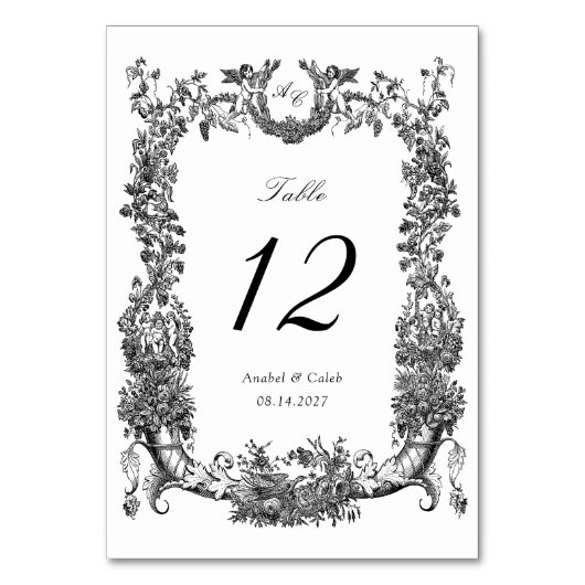  Bloemen Lijst Vines Toile Crest Wedding Kaart (Achterkant)