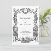  Bloemen Lijst Vines Toile Crest Wedding Kaart (Staand voorkant)