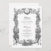 Bloemen Lijst Vines Toile Crest Wedding Programmakaart (Voorkant / Achterkant)