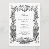  Bloemen Lijst Vines Toile Crest Wedding Programmakaart (Voorkant)