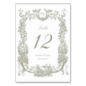 Bloemen Lijst Vines Toile Sage Wedding Kaart (Achterkant)