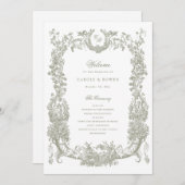  Bloemen Lijst Vines Toile Sage Wedding Programmakaart (Voorkant / Achterkant)