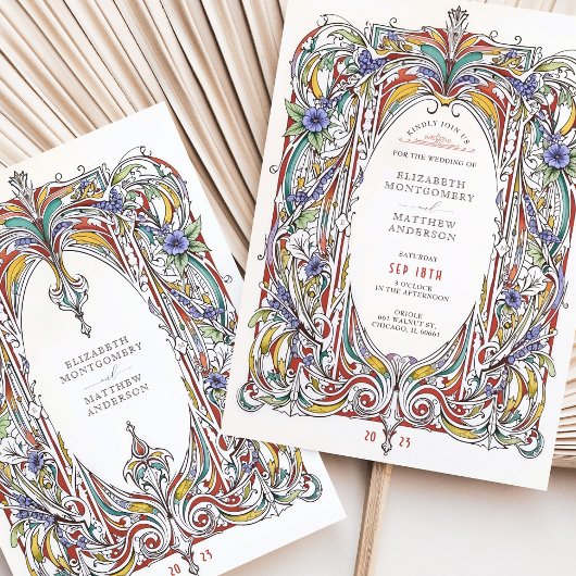  Bloemen Lijst Vintage bruiloft uitnodiging