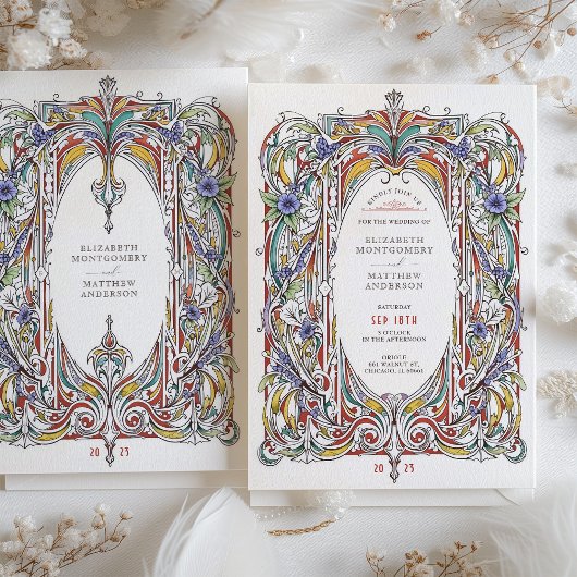  Bloemen Lijst Vintage bruiloft uitnodiging