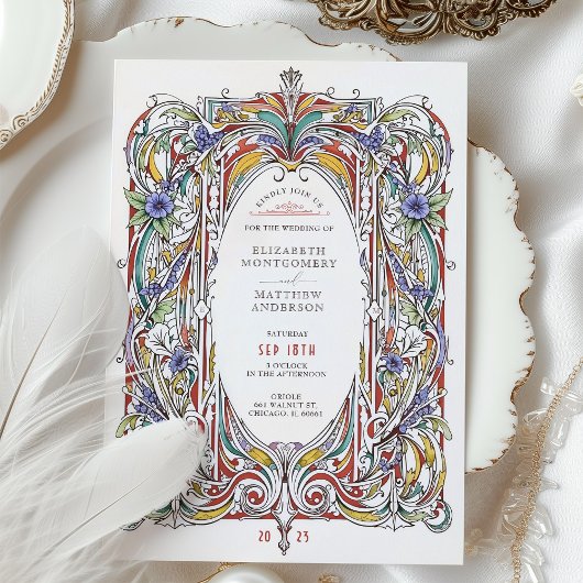  Bloemen Lijst Vintage bruiloft uitnodiging