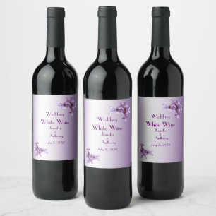 Bloemen Lila Bloemen Bruiloft Wijn Label Etiket