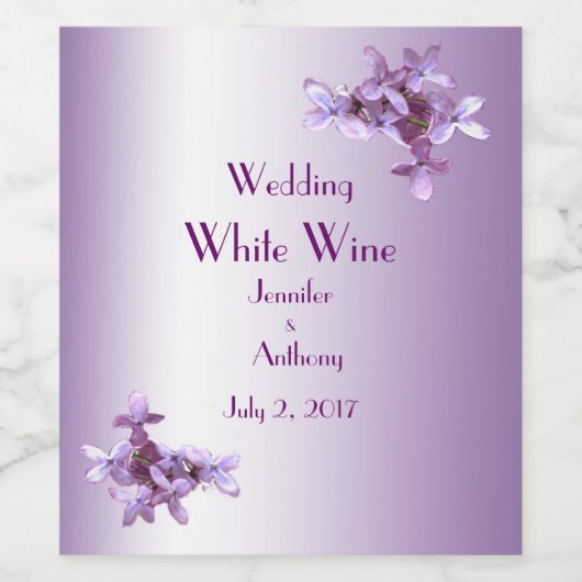 Bloemen Lila Bloemen Bruiloft Wijn Label Wijn Etiket (Enkel label)