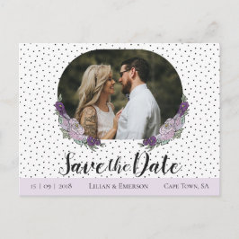 Bloemen Lila & Lavendel Custom Foto Opslaan van de Aankondigingskaart