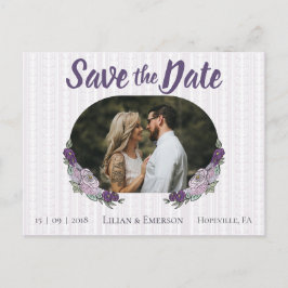 Bloemen Lila & Lavendel Custom Foto Opslaan van de Aankondigingskaart