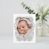 Bloemen Lila Lavendel Lijst Doop Dank u kaart (Staand voorkant)