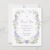 Bloemen Lila Lavendel Lijst Doop Dank u kaart (Achterkant)