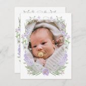 Bloemen Lila Lavendel Lijst Doop Dank u kaart (Voorkant / Achterkant)