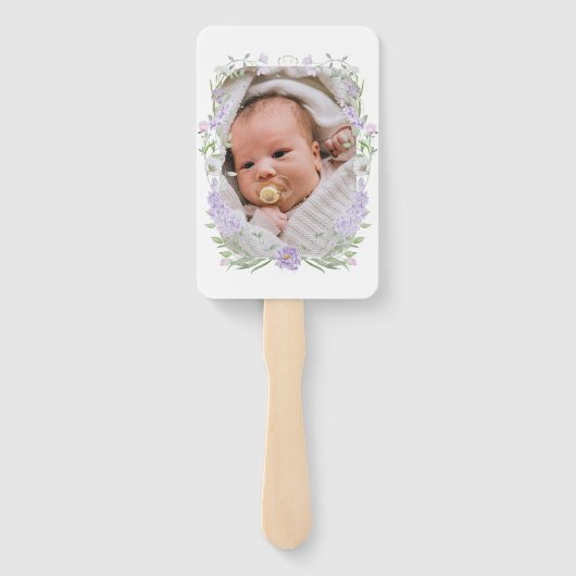 Bloemen Lila Lavendel Lijst doop Handwaaier (Achterkant)