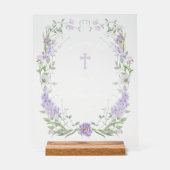 Bloemen Lila Lijst Doop Welkom Acryl Bord (Voorkant)