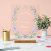 Bloemen Lila Lijst Doop Welkom Acryl Bord (Huwelijk)