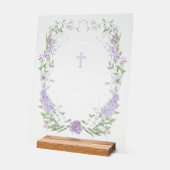 Bloemen Lila Lijst Doop Welkom Acryl Bord (Hoek)