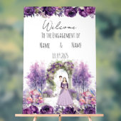 Bloemen lila Verloving teken Acryl Bord (Neutraal)