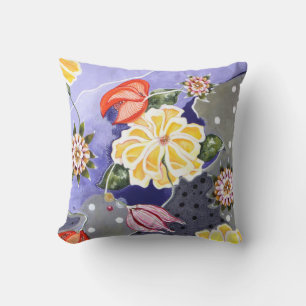 Bloemen Lilly Blauw Abstract Polkadot Buitenkussen