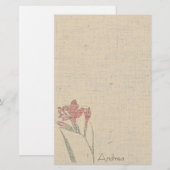  bloemen Linen Stationery Briefpapier (Voorkant / Achterkant)