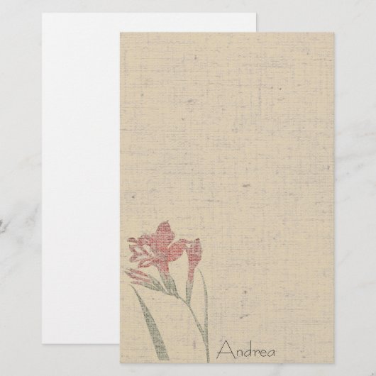  bloemen Linen Stationery Briefpapier (Voorkant / Achterkant)
