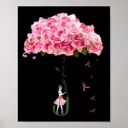 Bloemen Lint Borstkanker Bewustzijn Strijdster Vro Poster (Voorkant)