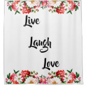 Bloemen "Live, Laugh, Love" Elegant Douchegordijn (Voorkant)
