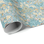  bloemen, loof naadloos lichtblauw patte cadeaupapier (Rol Hoek)