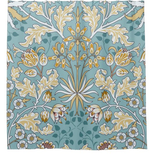  bloemen, loof naadloos lichtblauw patte douchegordijn (Voorkant)