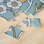 bloemen, loof naadloos lichtblauw patte legpuzzel (Zijkant)