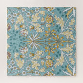 bloemen, loof naadloos lichtblauw patte legpuzzel (Horizontaal)