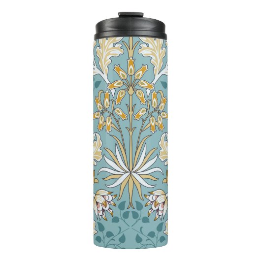  bloemen, loof naadloos lichtblauw patte thermosbeker (Voorkant)