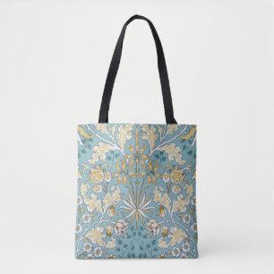  bloemen, loof naadloos lichtblauw patte tote bag