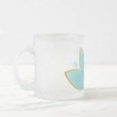 Bloemen Lotus Zeeschuim Blauw & Faux Gold Matglas Koffiemok (Links)