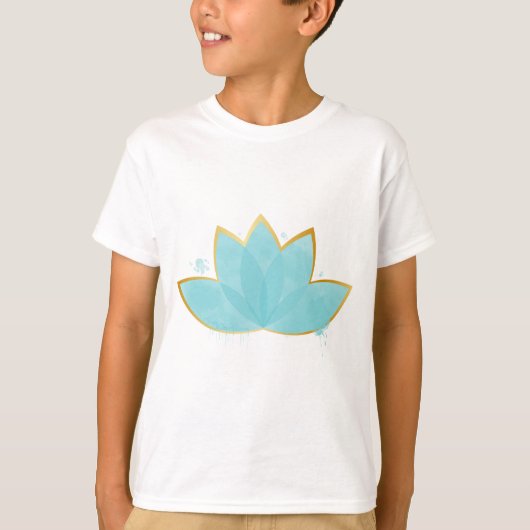 Bloemen Lotus Zeeschuim Blauw & Faux Gold T-shirt (Voorkant)