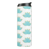 Bloemen Lotus Zeeschuim Blauw & Faux Gold Thermosbeker (Gedraaid links)