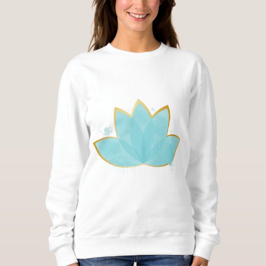 Bloemen Lotus Zeeschuim Blauw & Faux Gold Trui (Voorkant)