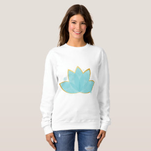 Bloemen Lotus Zeeschuim Blauw & Faux Gold Trui