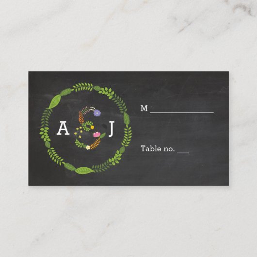 Bloemen LOVE Letters Rustieke bruiloft escort Kaar Plaatskaartje (Voorkant)