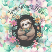 Bloemen luiaard liefde groeit hier sticker (Voorkant)