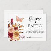 Bloemen Luier Raffle Herfst Baby shower Informatiekaartje (Voorkant / Achterkant)